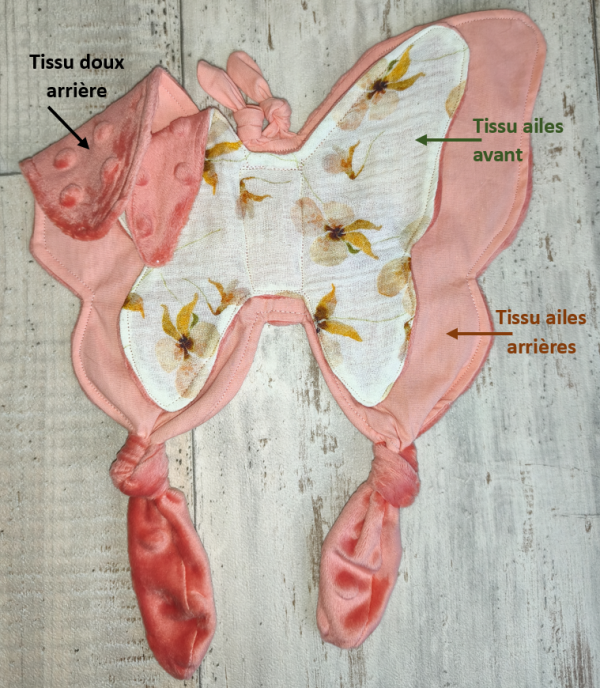 choix tissus papillon Doudou papillon sur mesure