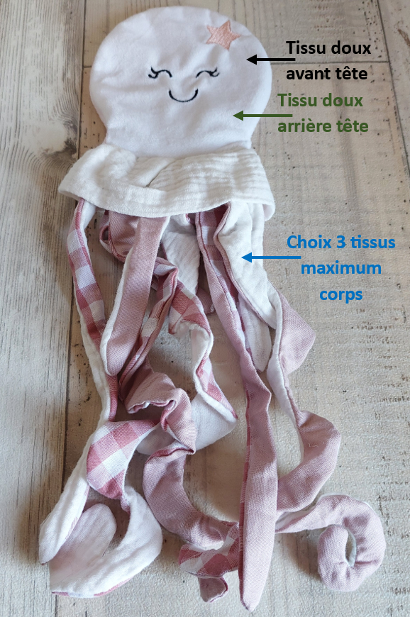 Doudou pieuvre sur mesure